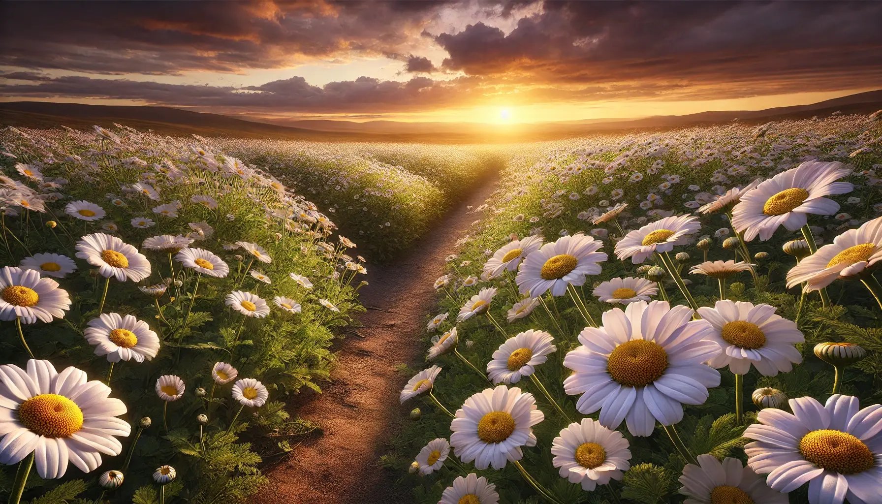DALL·E 2025-01-24 17.27.24 - A hyper-realistic photograph of a chamomile field, with natural white petals and vibrant yellow centers on flowers stretching to the horizon. The fore