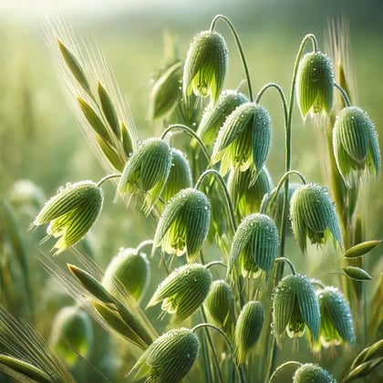 DALL·E 2025-02-05 12.04.35 - A highly detailed and realistic photograph of fresh milky oat tops (Avena sativa) in a natural setting. The oat tops are in their prime stage, with pl
