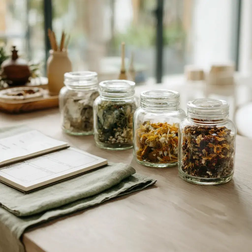prepared dried herbs for consultation